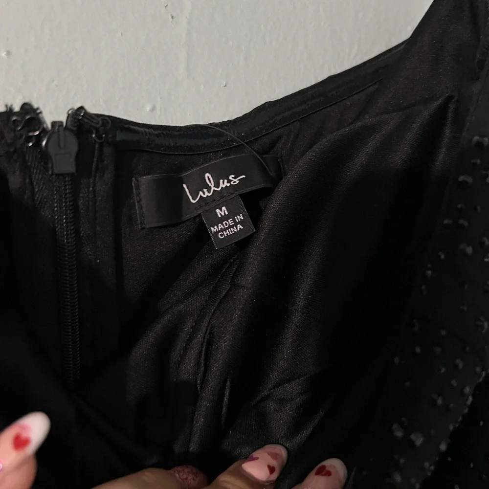 Lulu’s Black Rhinestone Floor Length Dress - Picture 5 of 7